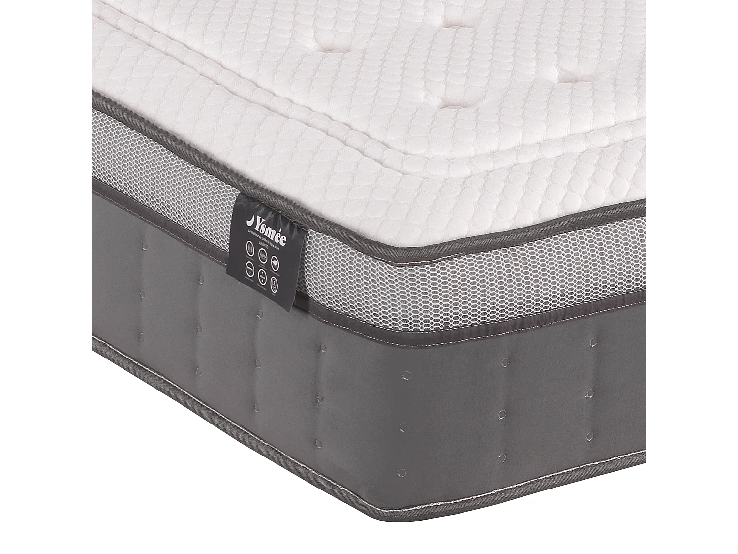 Matelas 160 x 200 cm hybride ressorts ensachés 7 zones et mémoire de forme ép.30cm  - ASGARD de YSMÉE
