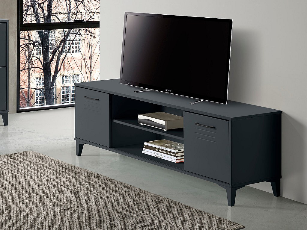 TV-Möbel SEATTLE - 2 Türen & 2 Schubladen Anthrazit kaufen