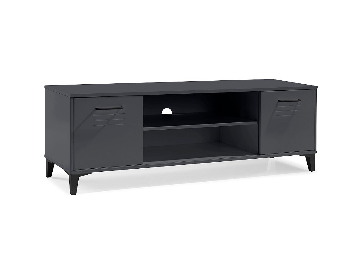 Mueble TV 2 puertas 2 estantes MDF lacado Antracita SEATTLE