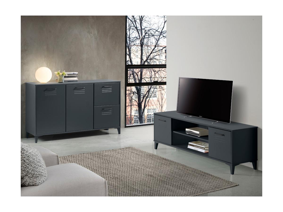 TV-Möbel SEATTLE - 2 Türen & 2 Schubladen Anthrazit kaufen