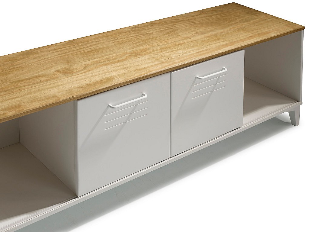 TV-Möbel SEATTLE - 2 Türen - Weiß & Eiche günstig kaufen