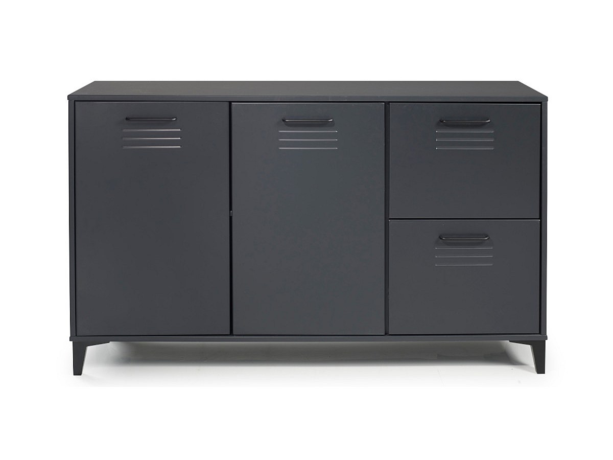 Aparador 2 cajones 2 puertas. MDF lacado Antracita SEATTLE