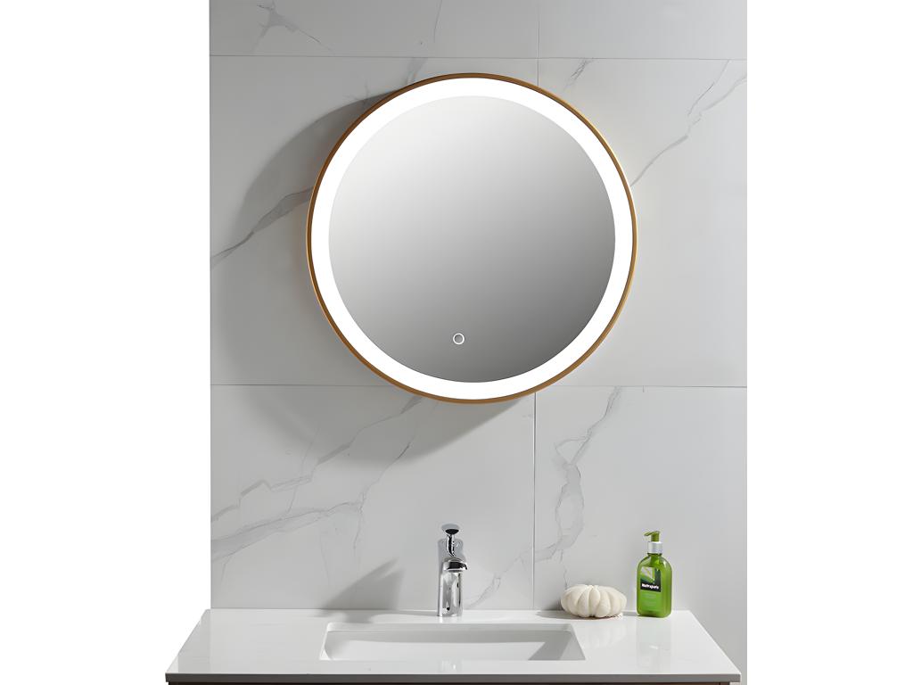 Espejo de baño redondo luces led NUMEA dorado 60x3.5x60 cm