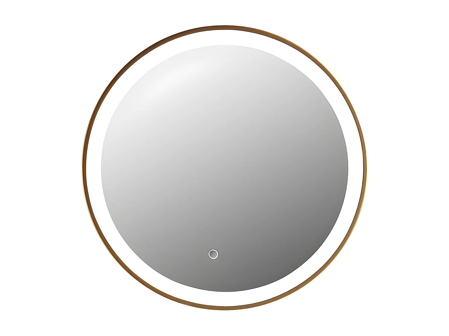 Miroir de salle de bain lumineux rond doré avec Leds  - D. 60 cm - NUMEA