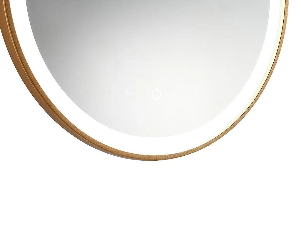 Miroir de salle de bain lumineux rond doré avec Leds  - D. 60 cm - NUMEA