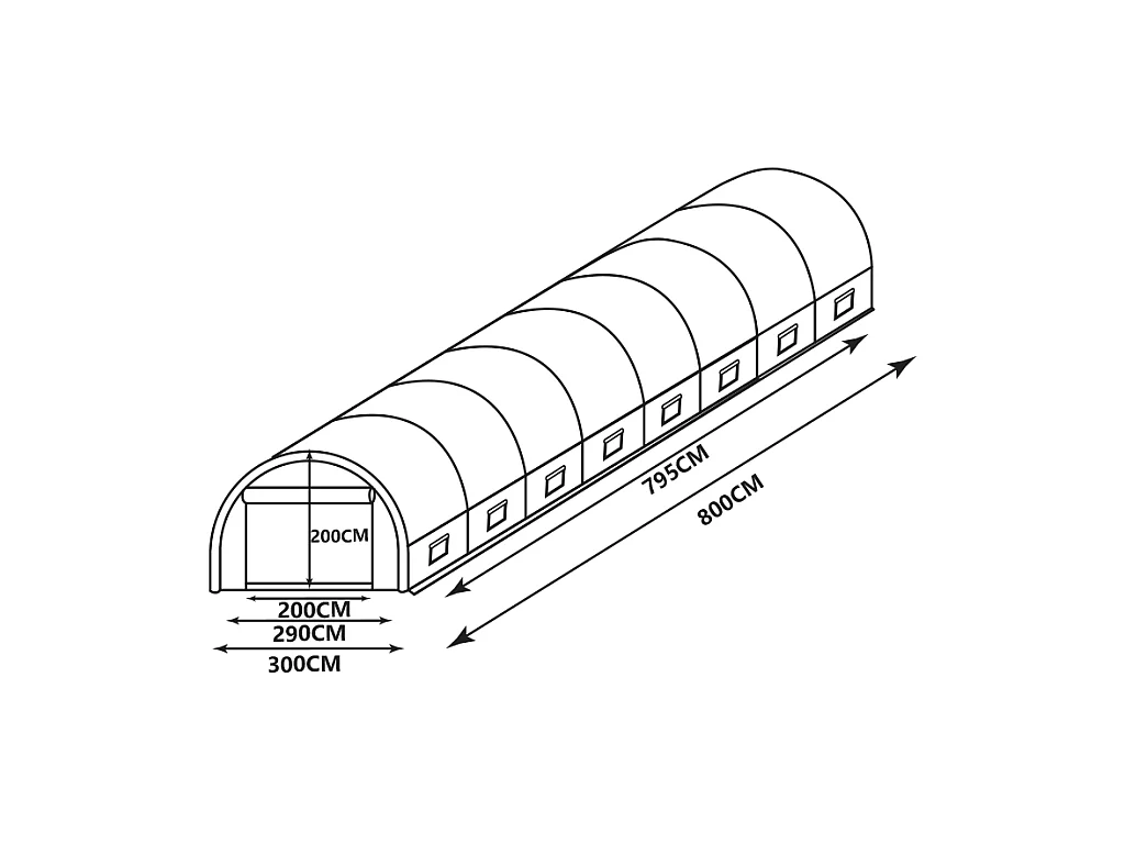 Invernadero túnel IPOMEA - Alto 200 cm - 24m²