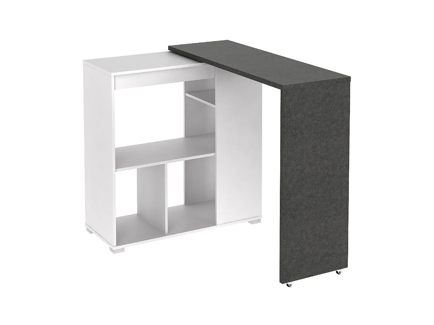 Bartisch drehbar mit Stauraum - Weiß & Beton-Effekt - SATURNE