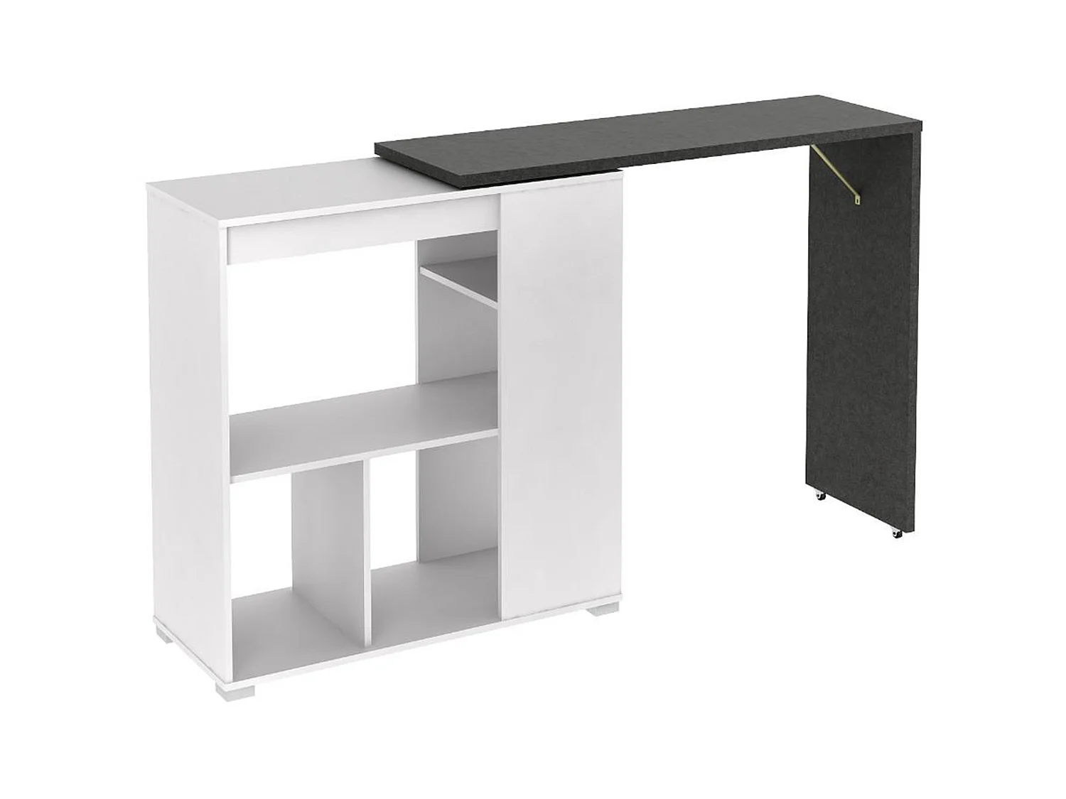 Bartisch drehbar mit Stauraum - Weiß & Beton-Effekt - SATURNE