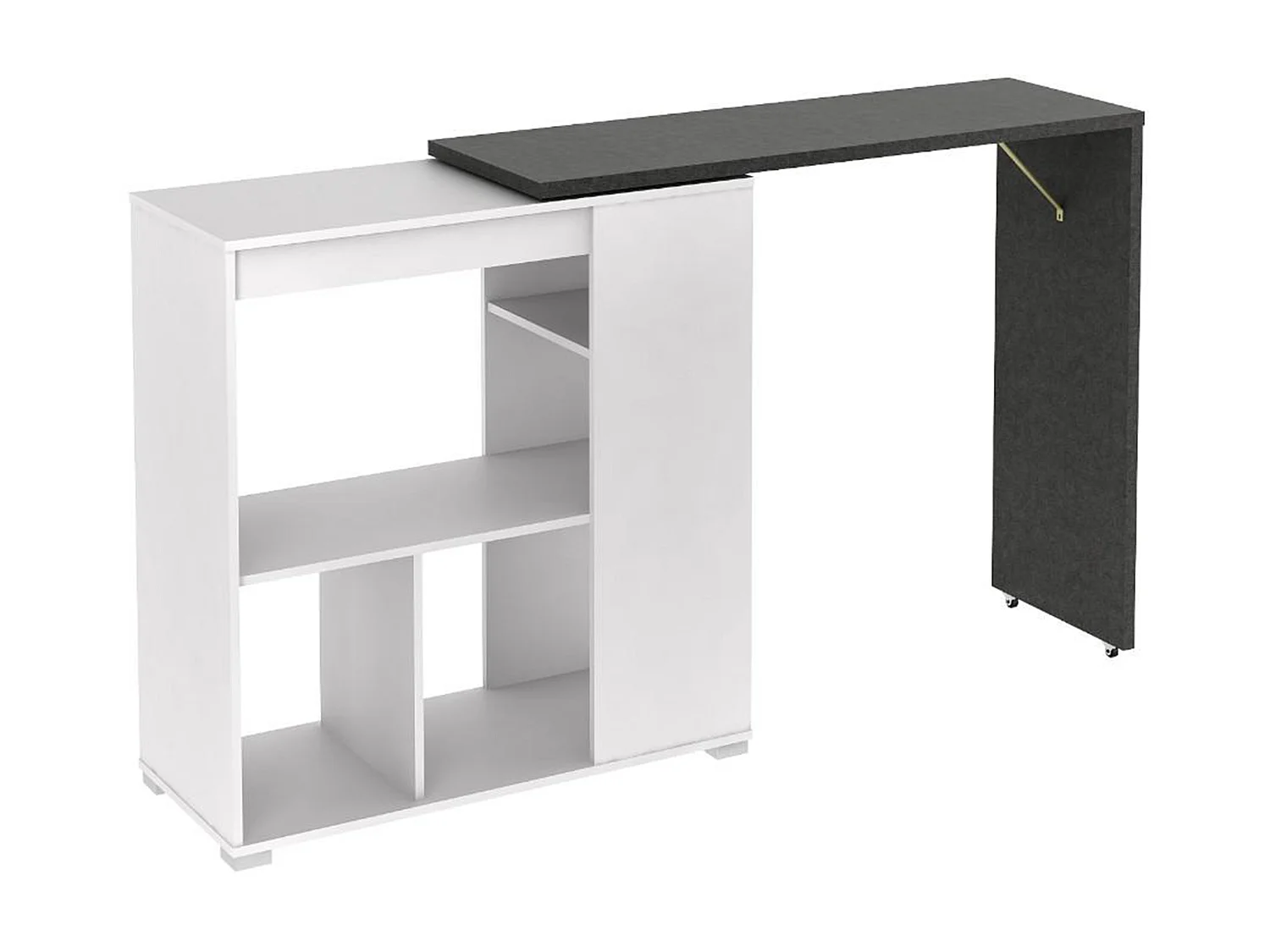 Meuble de bar pivotant avec rangements - Blanc et anthracite - SATURNE