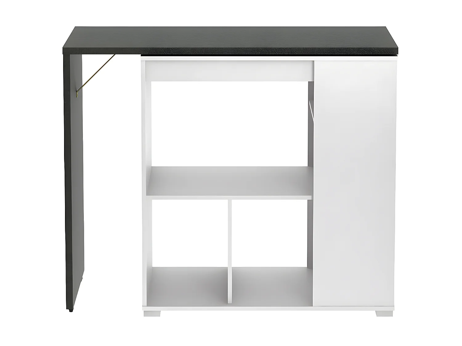 Meuble de bar pivotant avec rangements - Blanc et anthracite - SATURNE
