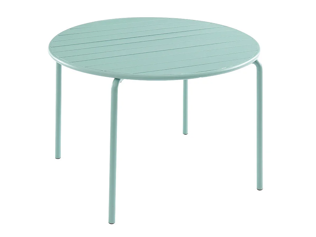 Mesa redonda de jardim em metal D.110 cm - Verde amêndoa - MIRMANDE