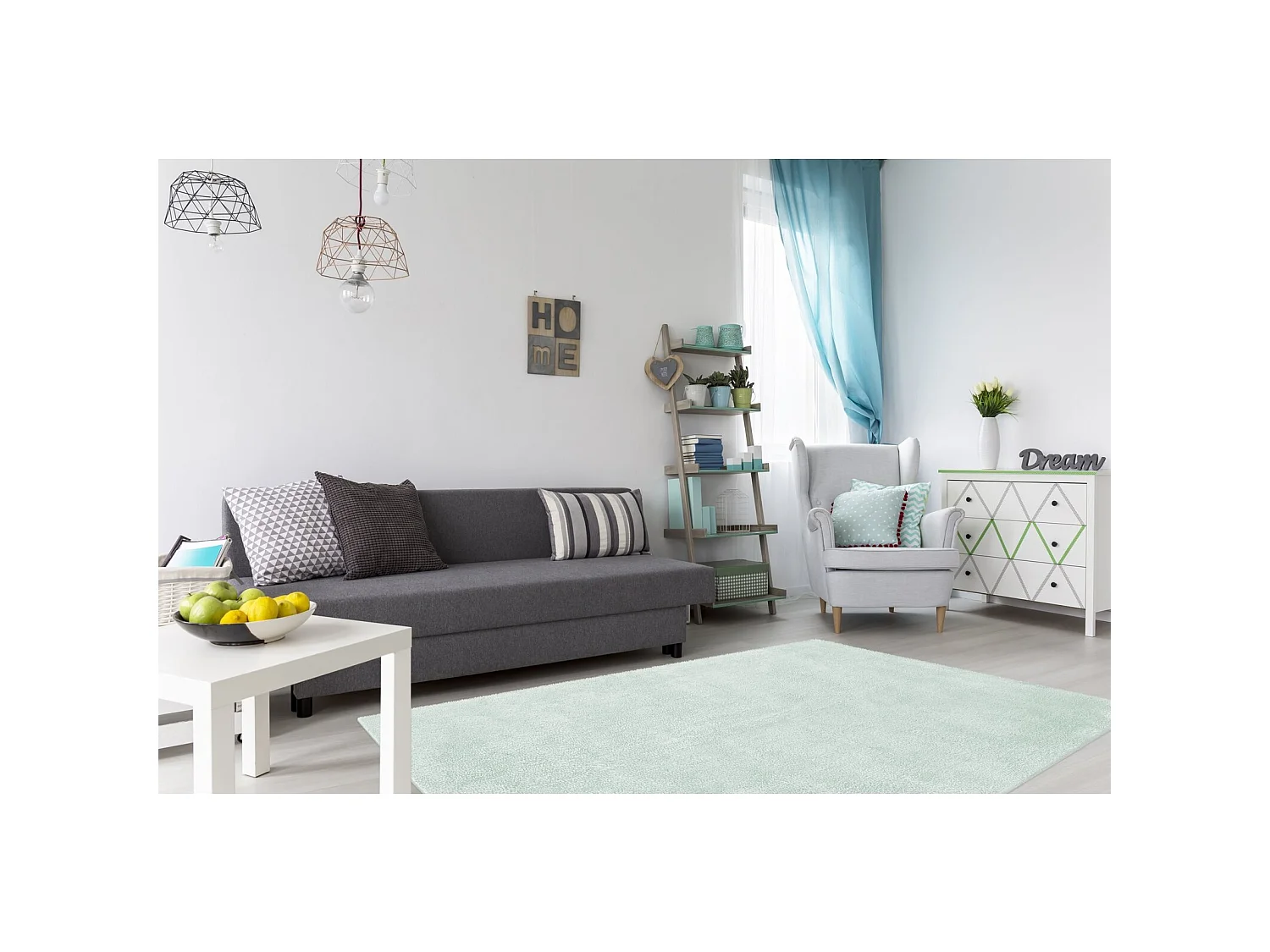 Tapis fait main bali 110 powder bleu - 160 x 230 cm