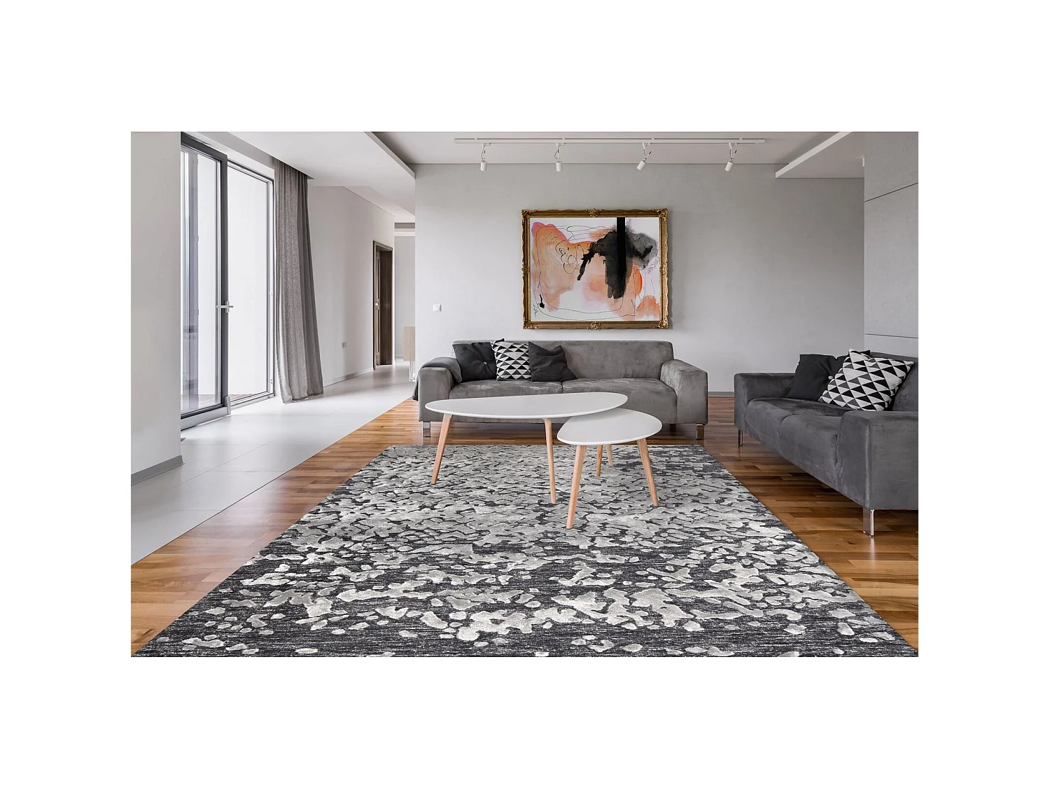 Tapis damas 400 marron natural - 170 x 240 cm