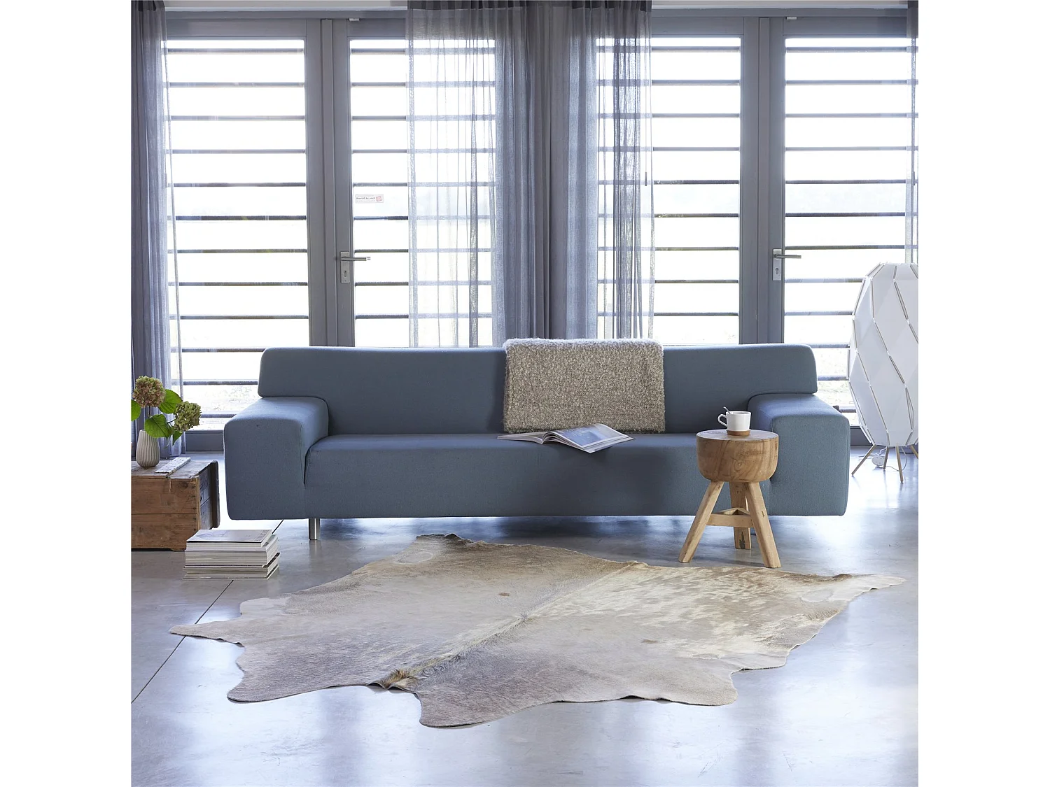 Tapis Authentique en Peau de Vache Tons Neutres et Doux