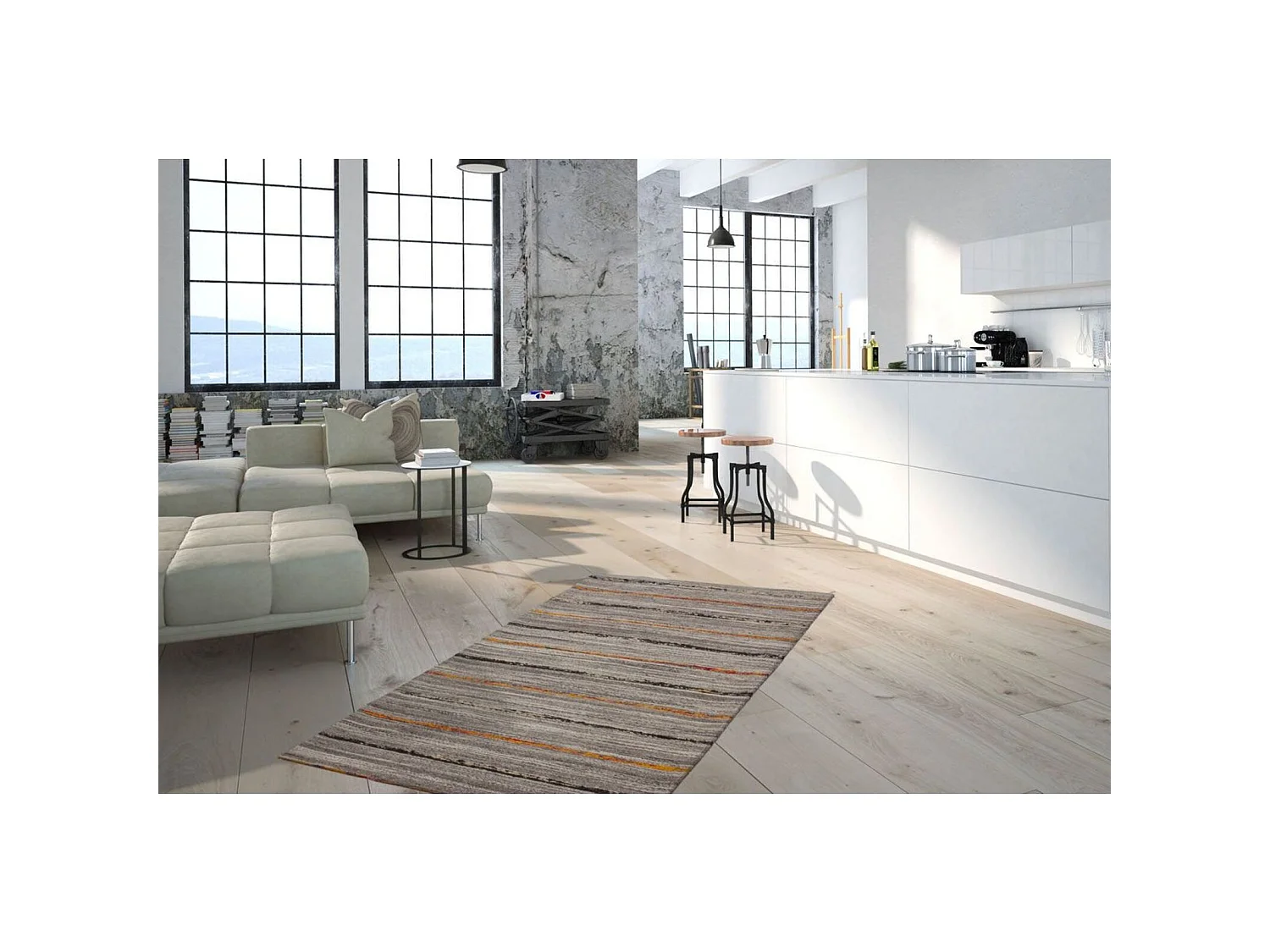 Tapis fait main duarte 110 nature orange - 160 x 230 cm