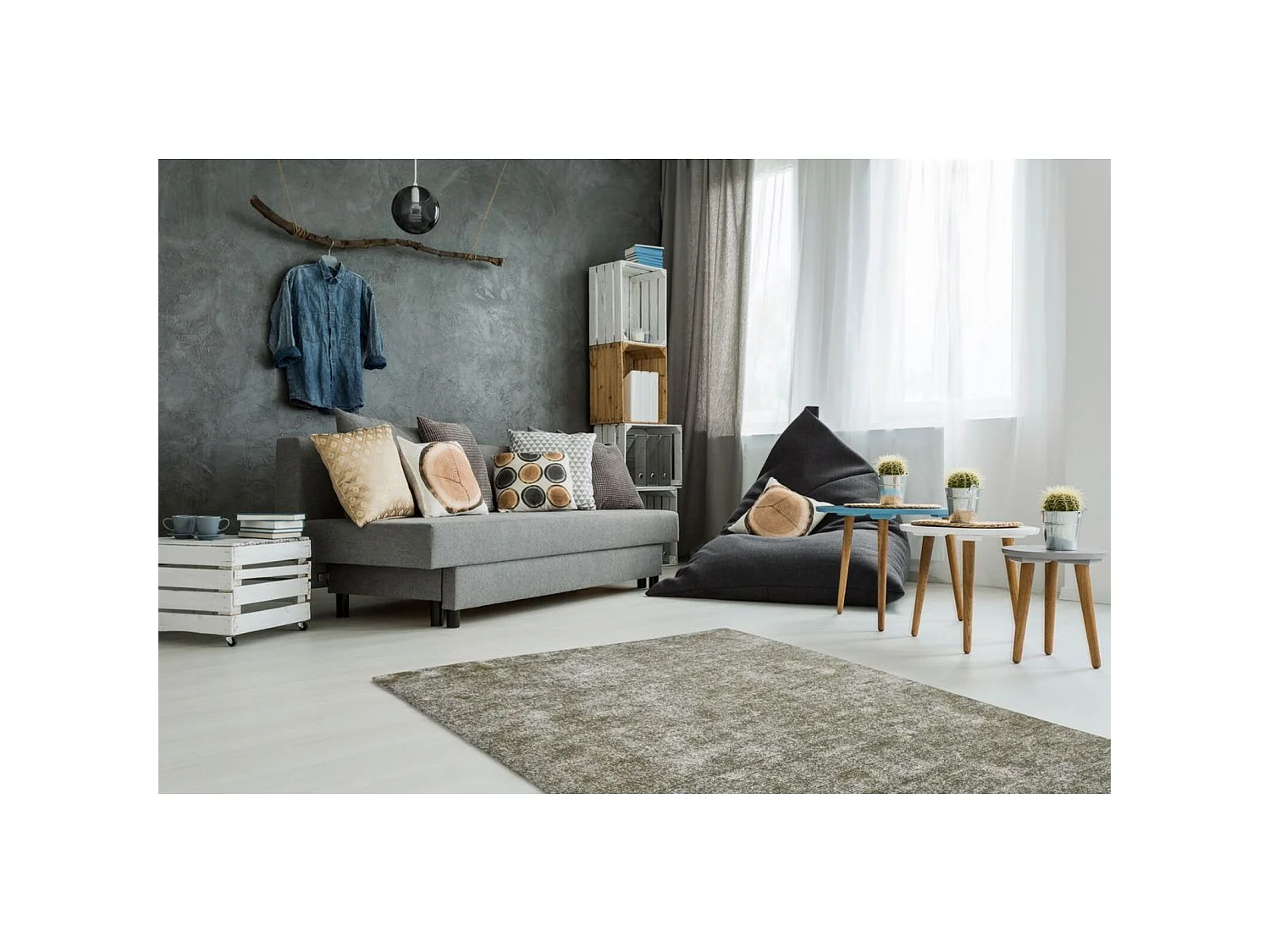 Tapis fait main etna 110 argent - 160 x 230 cm