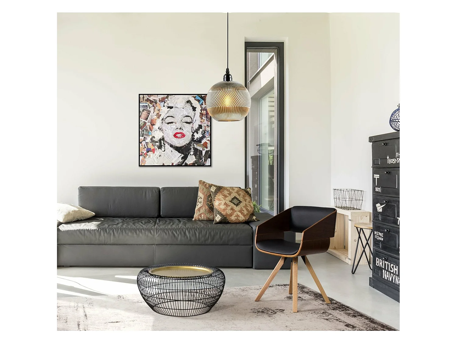 Tapis fait main nostalgie 285 anthracite - 120 x 170 cm