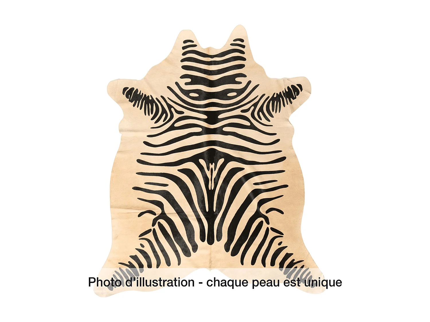 Peau de vache safari zèbre 3-4m2 blanc noir