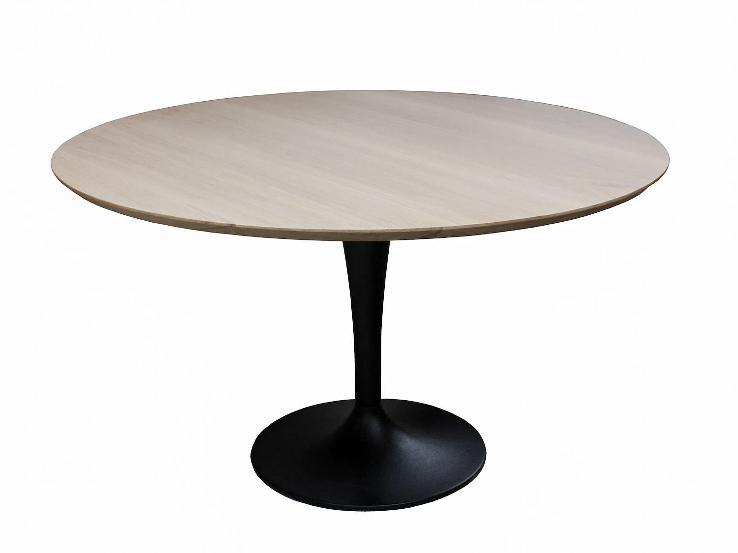 Table ronde chêne massif blanchi sur pied tulipe - 120D x 80P