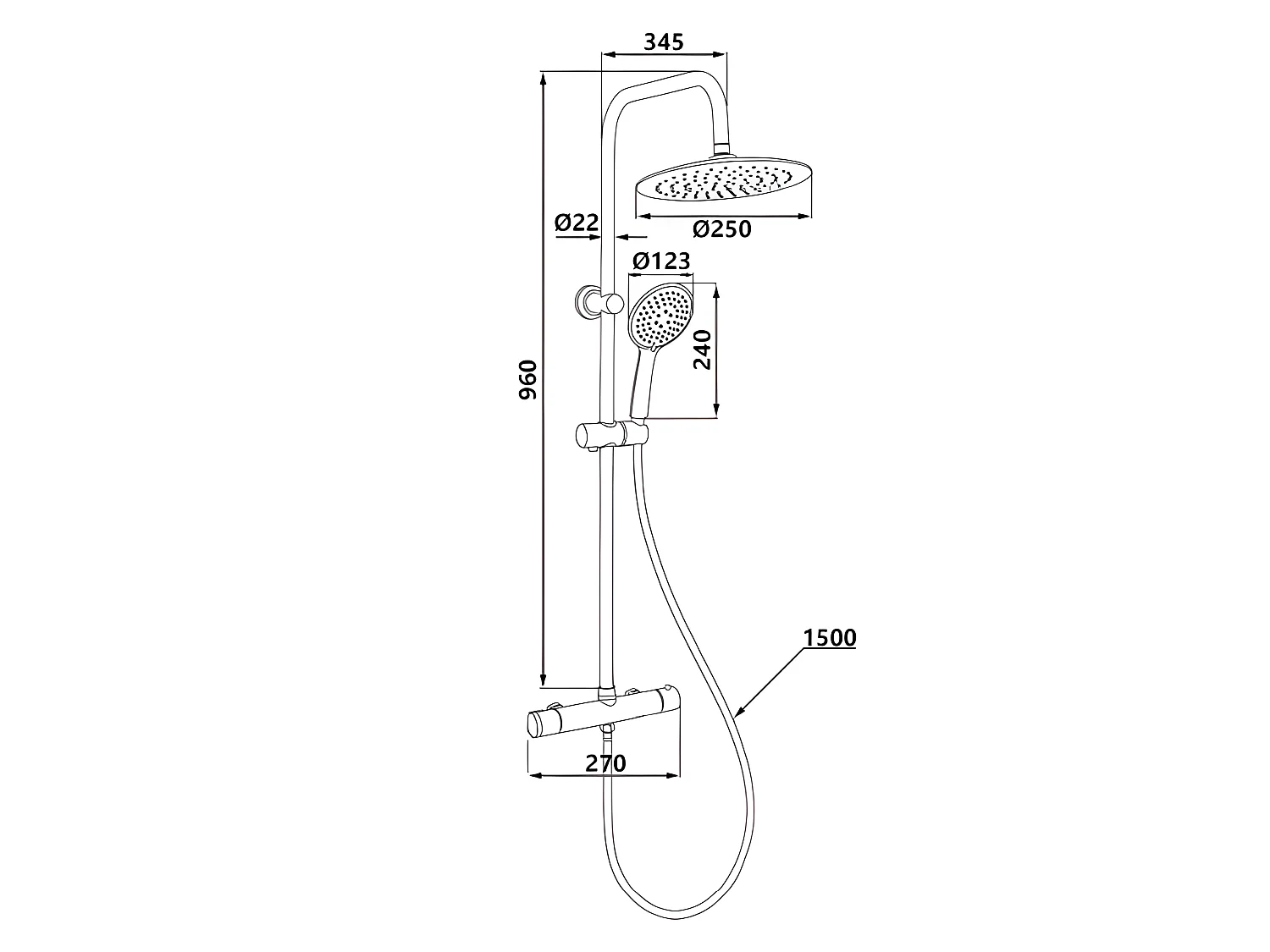 Grifo Termostatico Ducha Negro Conjunto De Diseño Redondo
