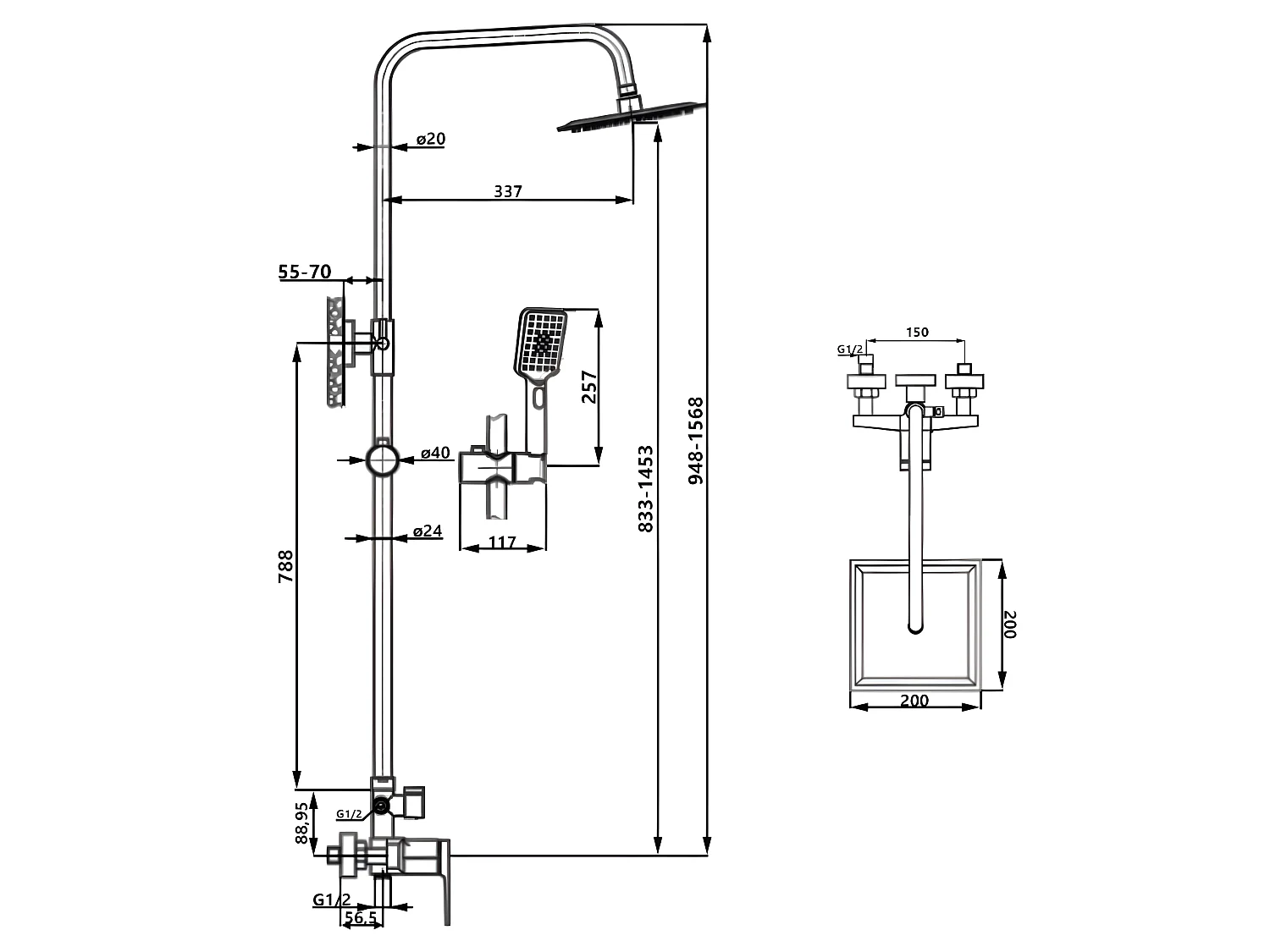 Regendusche Duschsystem Mischbatterie Schwarz Gold Midnight