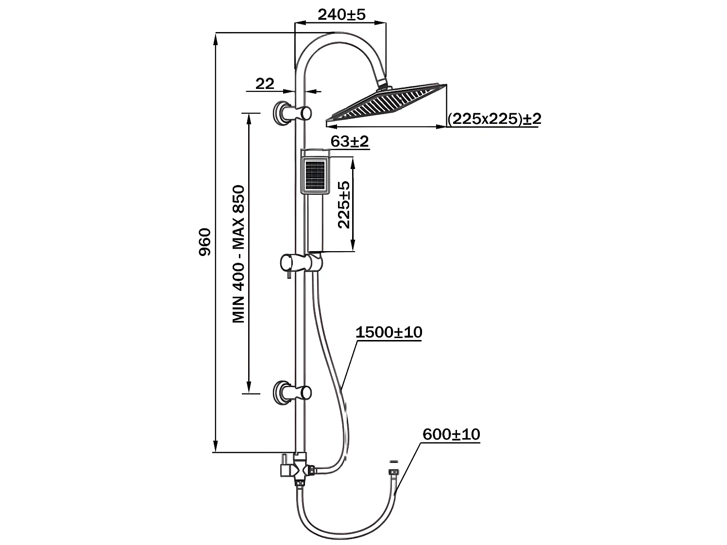 Duschstange Chrom Regendusche Duschset Quadratisch Ohne Armatur