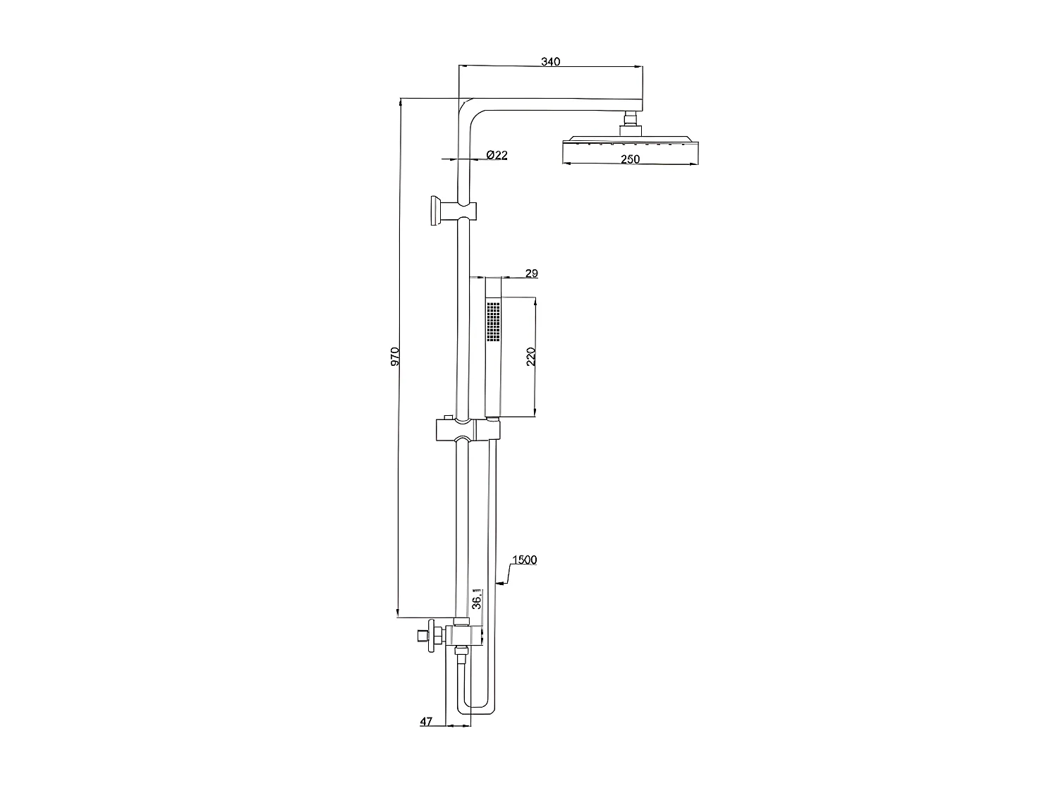 Mitigeur Thermostatique Douche Noir Ensemble De Conception Carrée