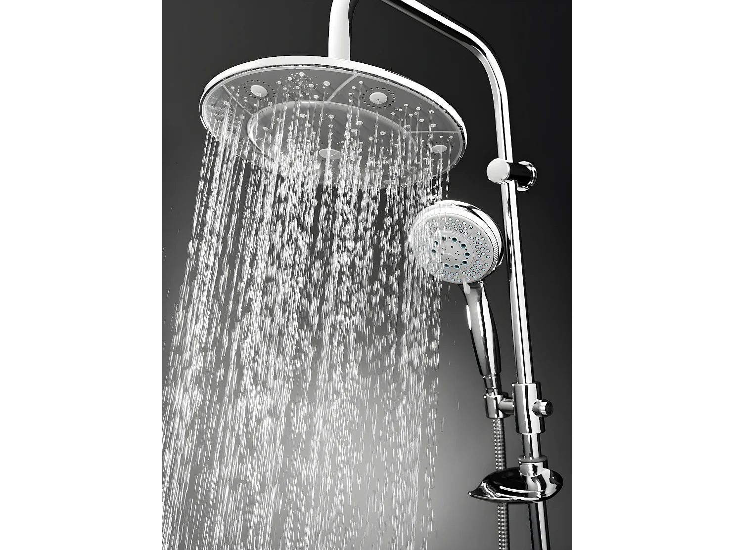 Colonne De Douche Sans Mitigeur Chrome Rond Système De Douche Avec Douchette Set