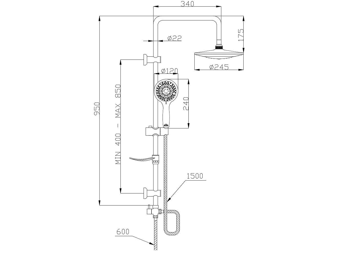 Duschsystem Chrom Regendusche Duschset Runde Ohne Armatur