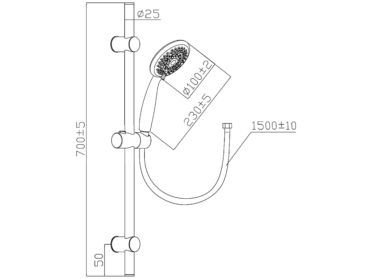 Invena Duschstange Schwarz Mit Schlauch Und Runde Handbrause