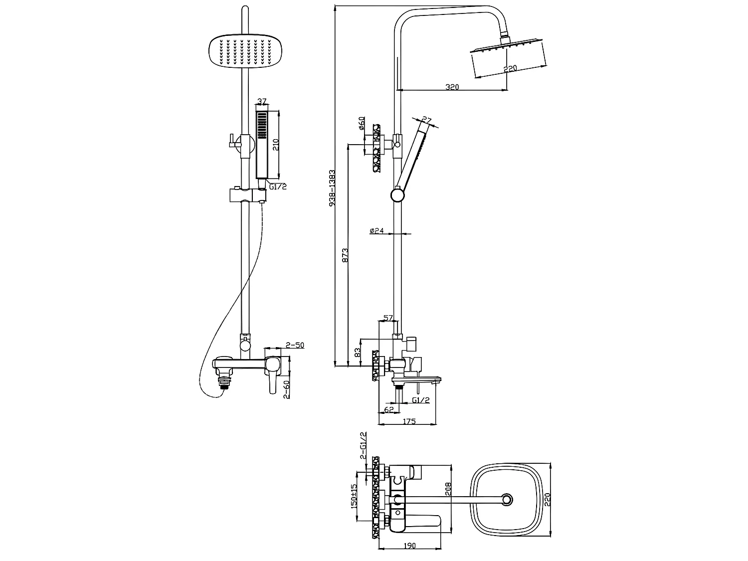 Colonne De Douche Mitigeur Bec Or Glamour