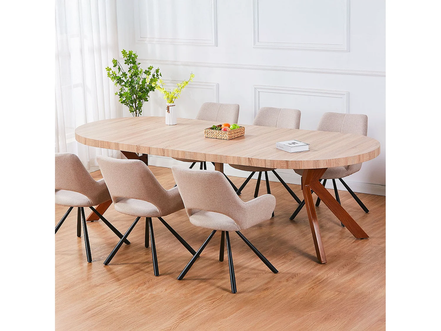 Table Ronde Extensible "Zefane" 160-260cm Naturel