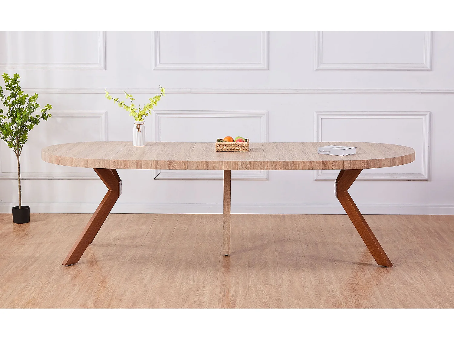 Table Ronde Extensible "Zefane" 160-260cm Naturel