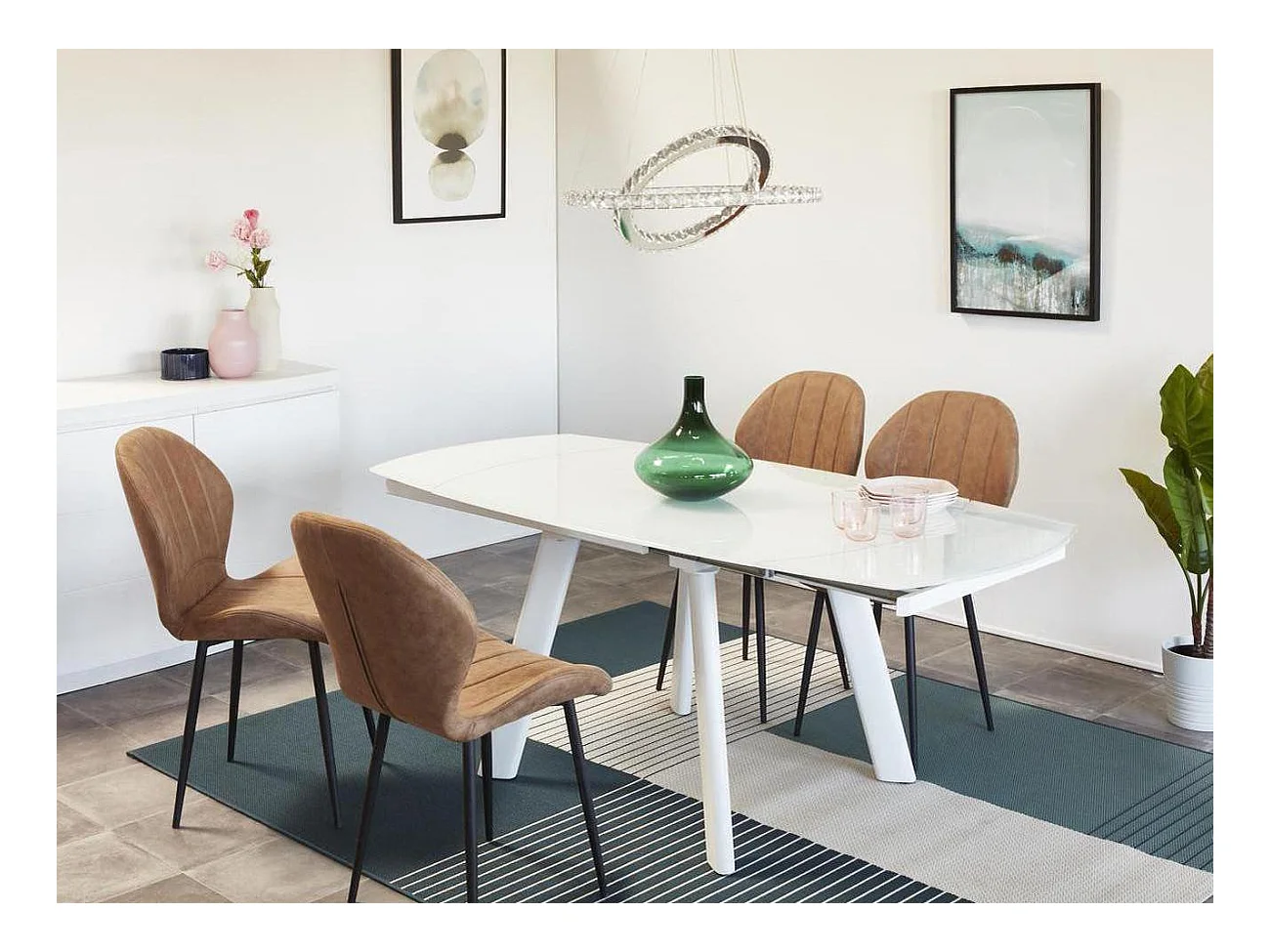 Table de Repas Extensible "Bruta" 130cm Blanc