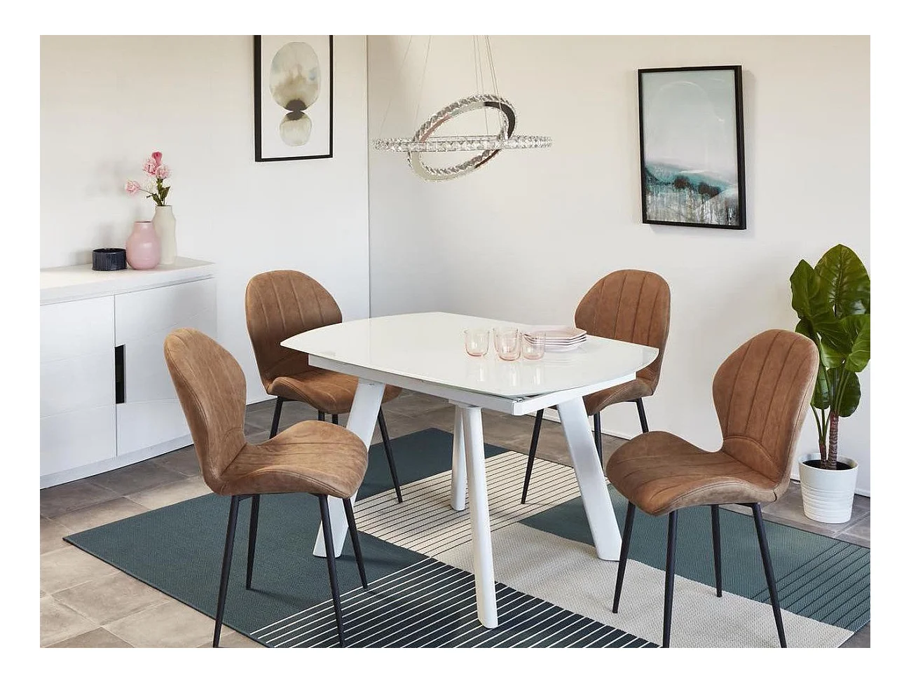 Table de Repas Extensible "Bruta" 130cm Blanc