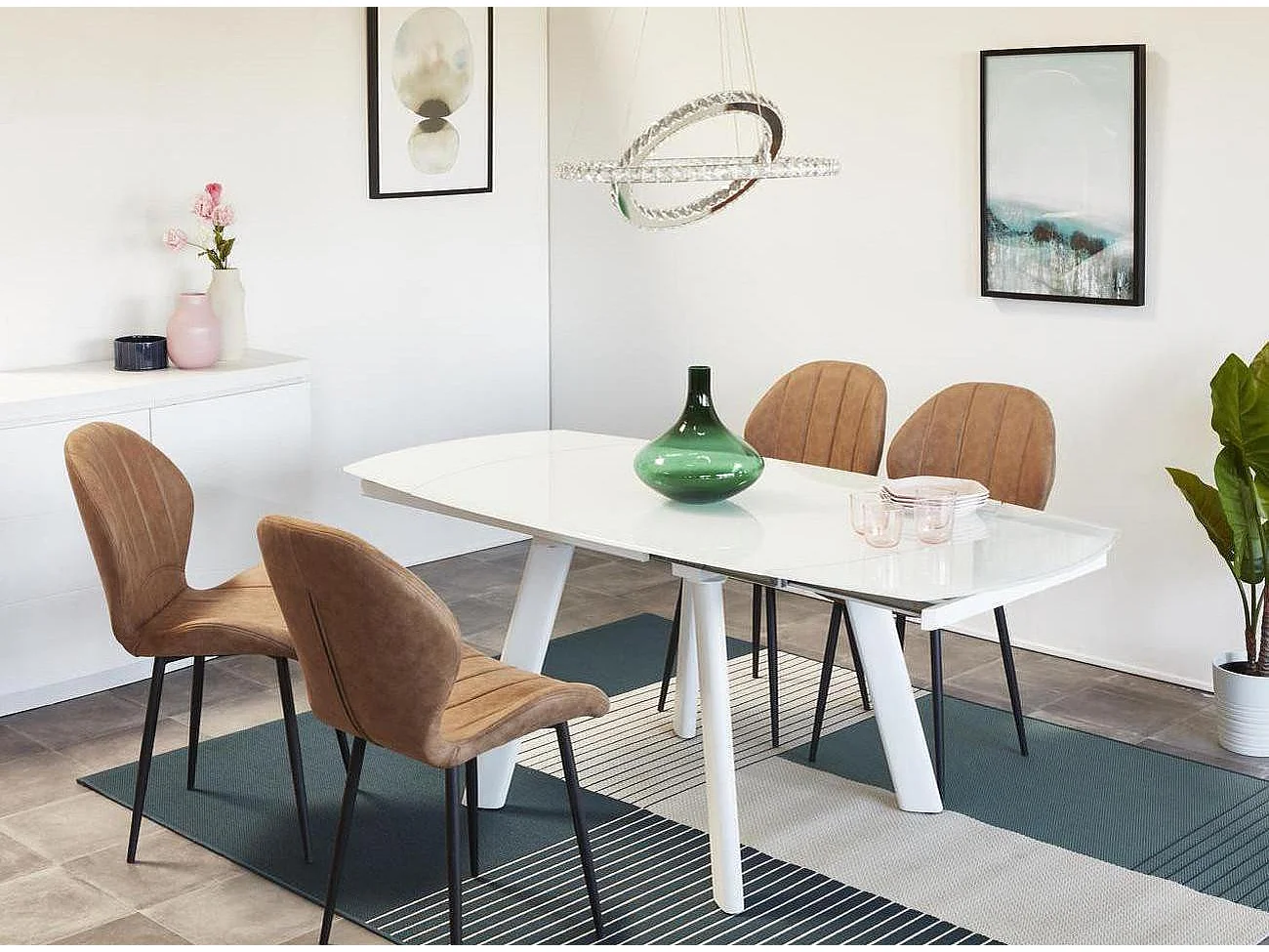 Table de Repas Extensible "Bruta" 130cm Blanc