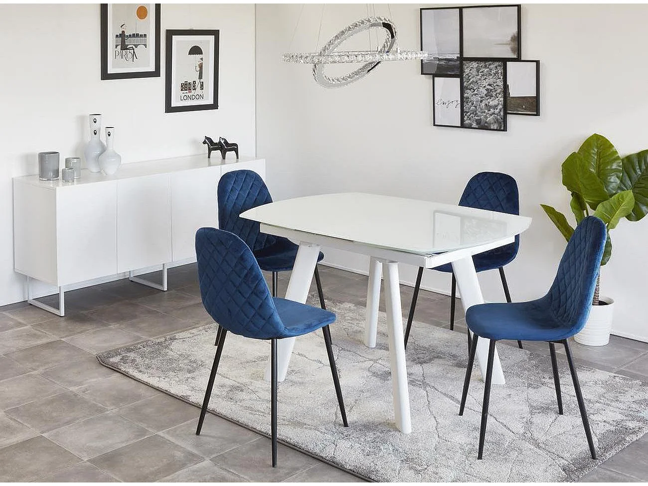 Table de Repas Extensible "Bruta" 130cm Blanc