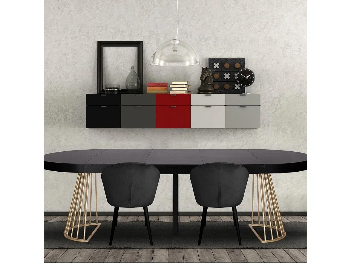 Table de Repas Extensible "Resoa" 110-260cm Noir