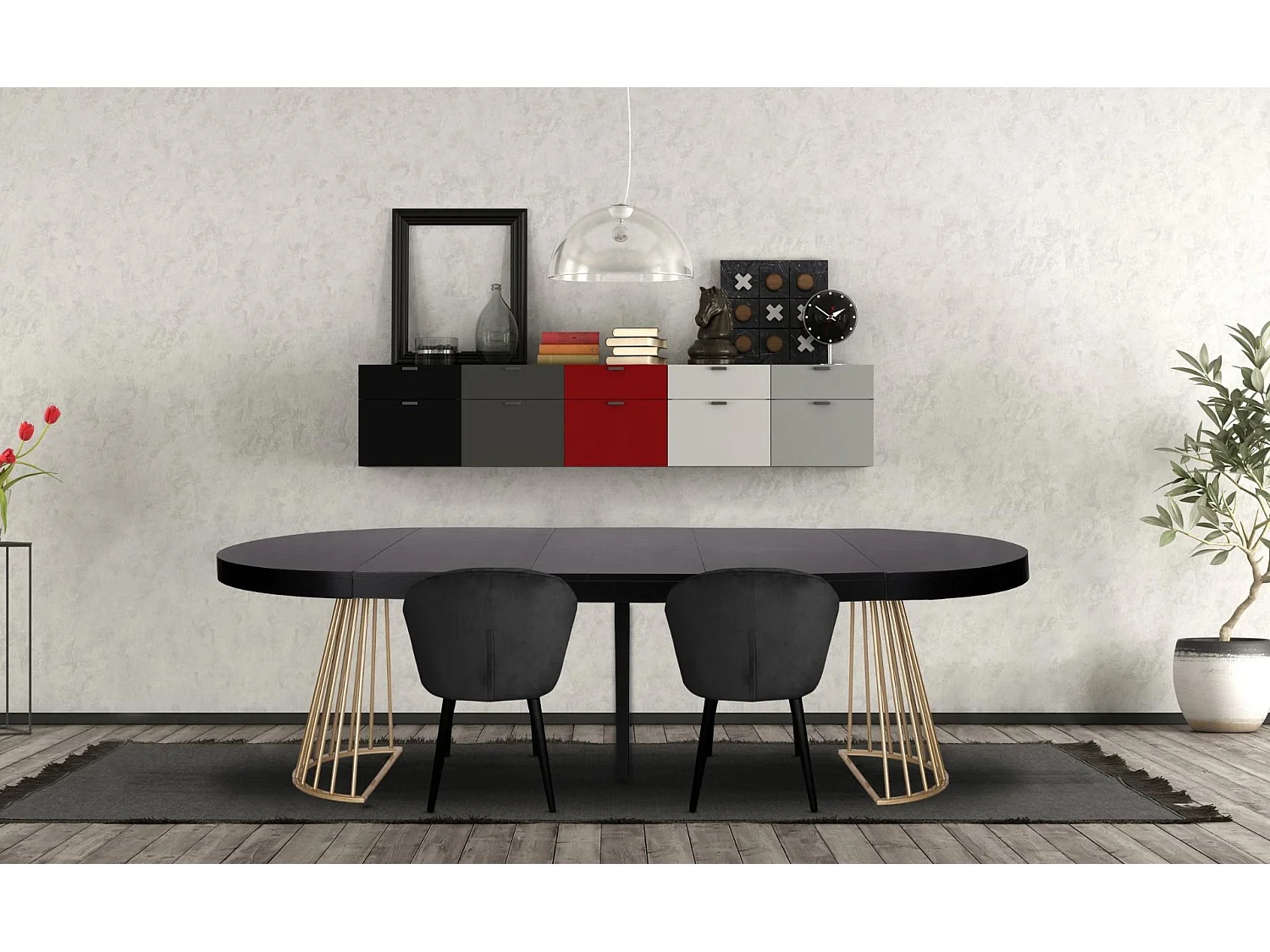 Table de Repas Extensible "Resoa" 110-260cm Noir