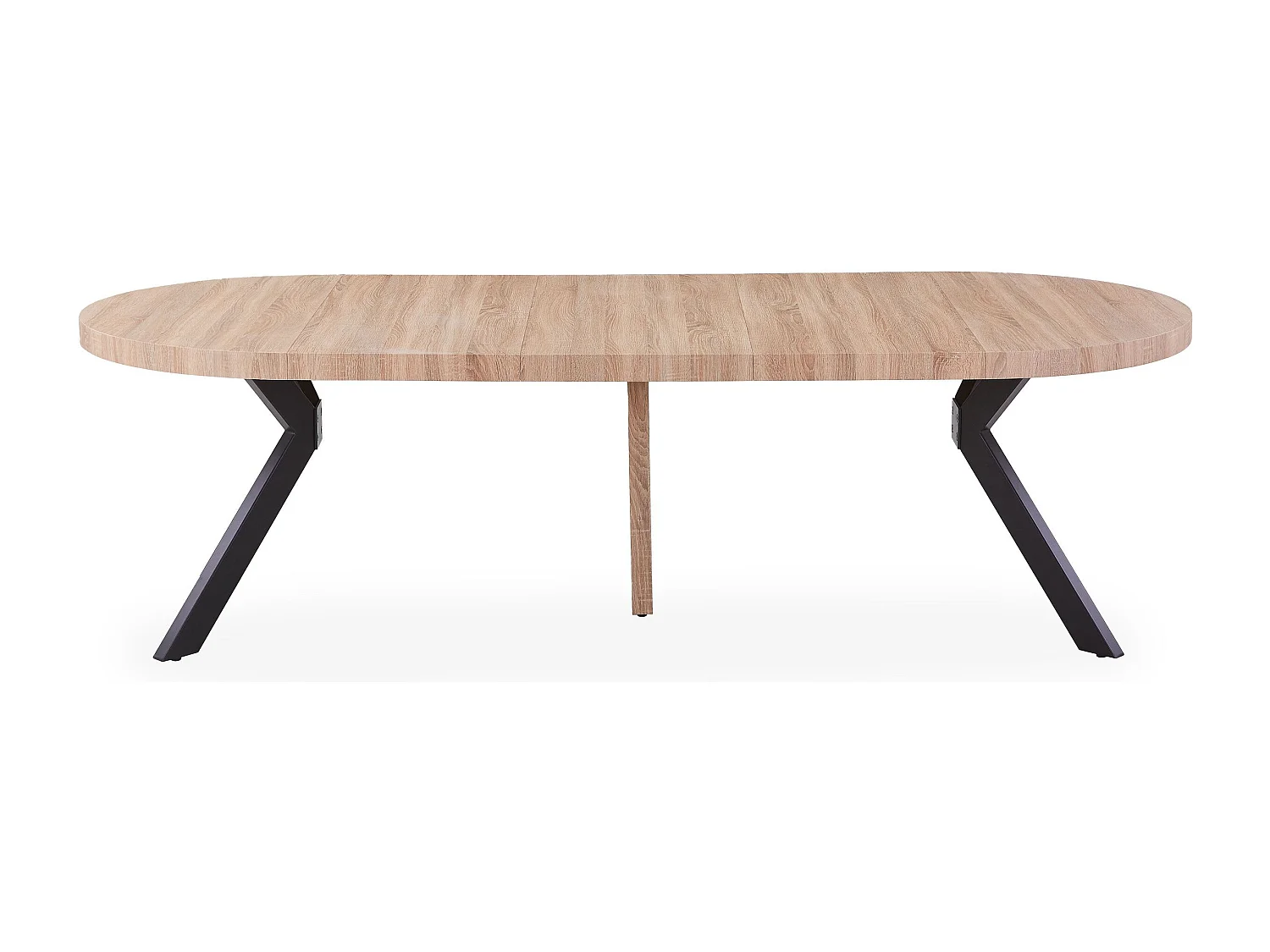 Table Ronde Extensible "Zefane" 160-260cm Noir & Chêne