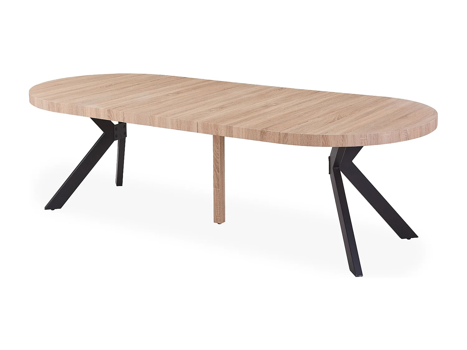 Table Ronde Extensible "Zefane" 160-260cm Noir & Chêne