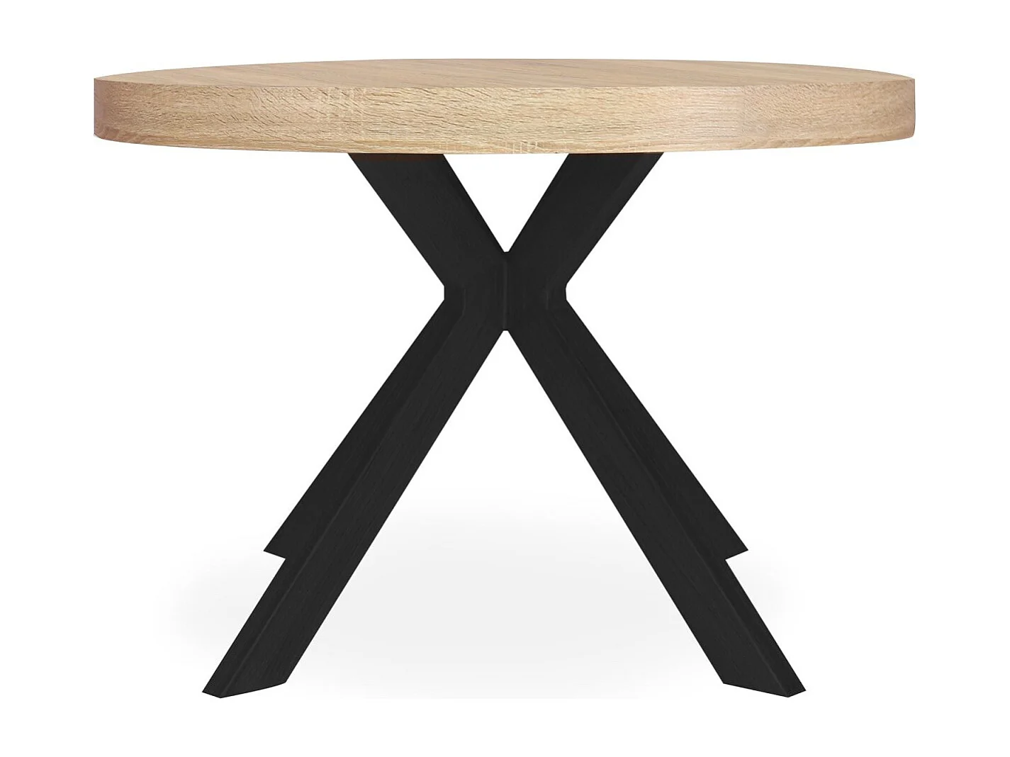 Table Ronde Extensible "Zefane" 160-260cm Noir & Chêne