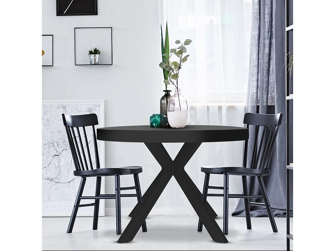 Table Ronde Extensible "Zefane" 160-260cm Noir