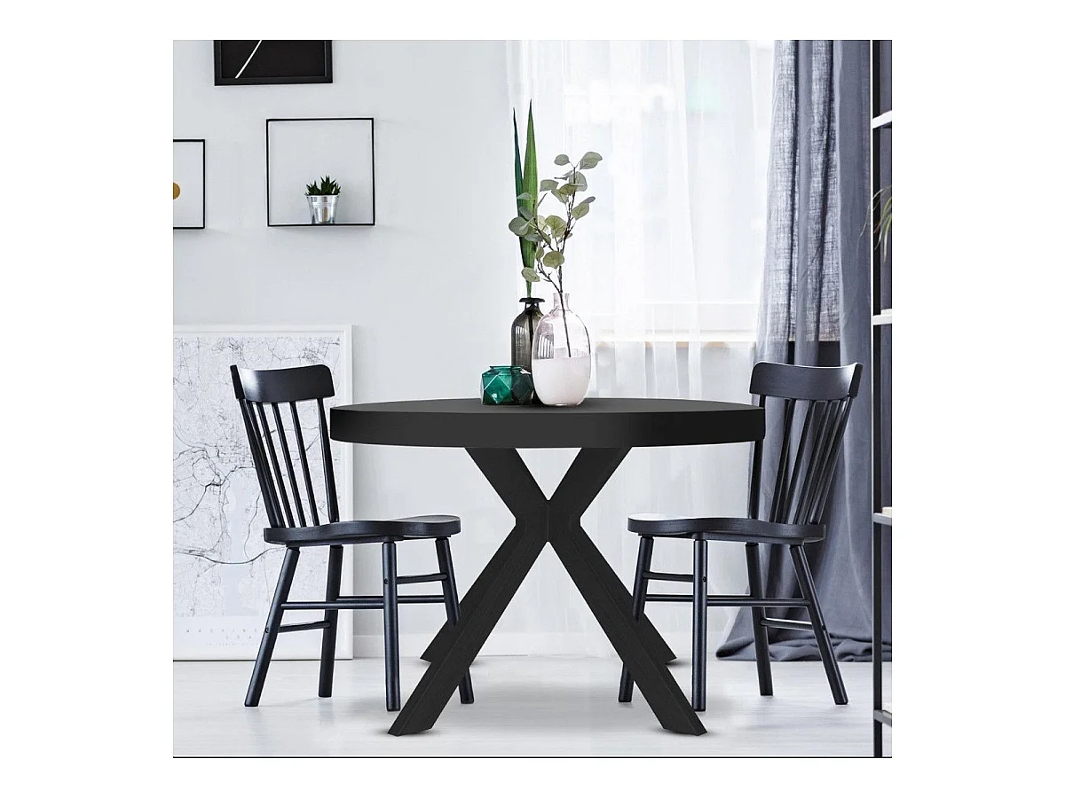 Table Ronde Extensible "Zefane" 160-260cm Noir