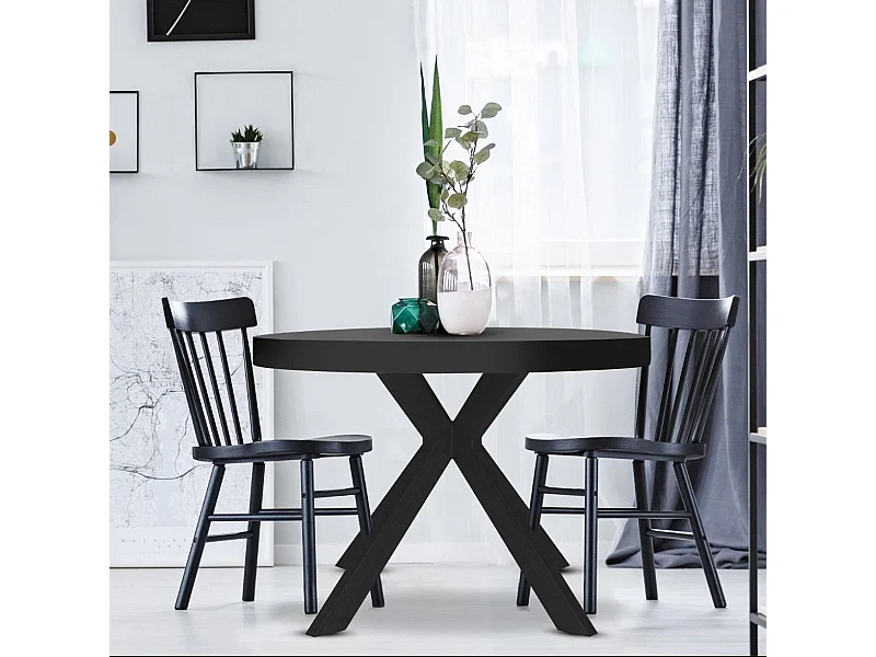 Table Ronde Extensible "Zefane" 160-260cm Noir