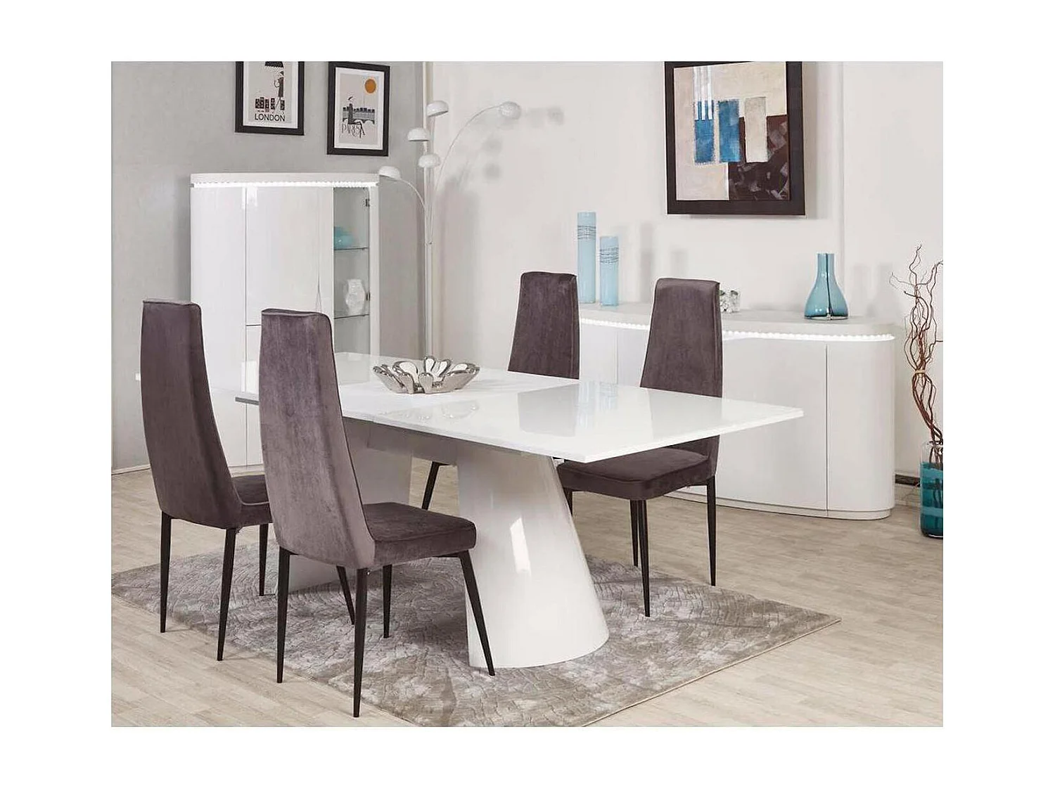 Table de Repas Extensible "Calypsa" 200-260cm Blanc
