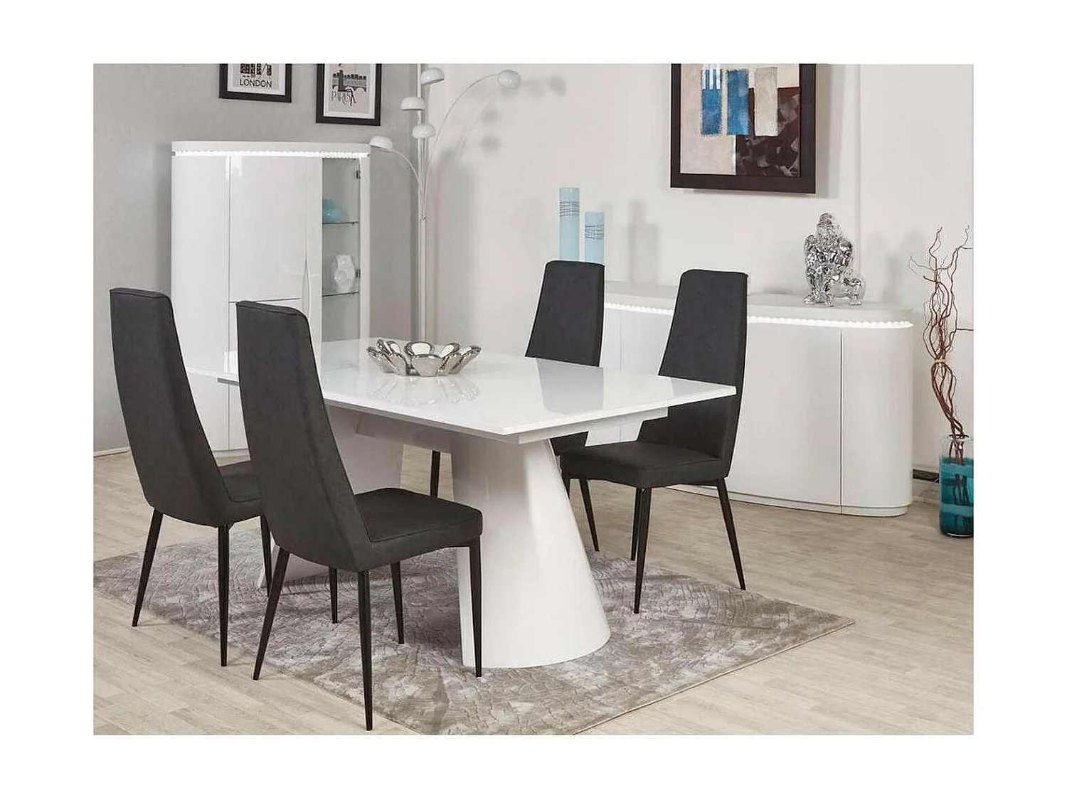 Table de Repas Extensible "Calypsa" 200-260cm Blanc