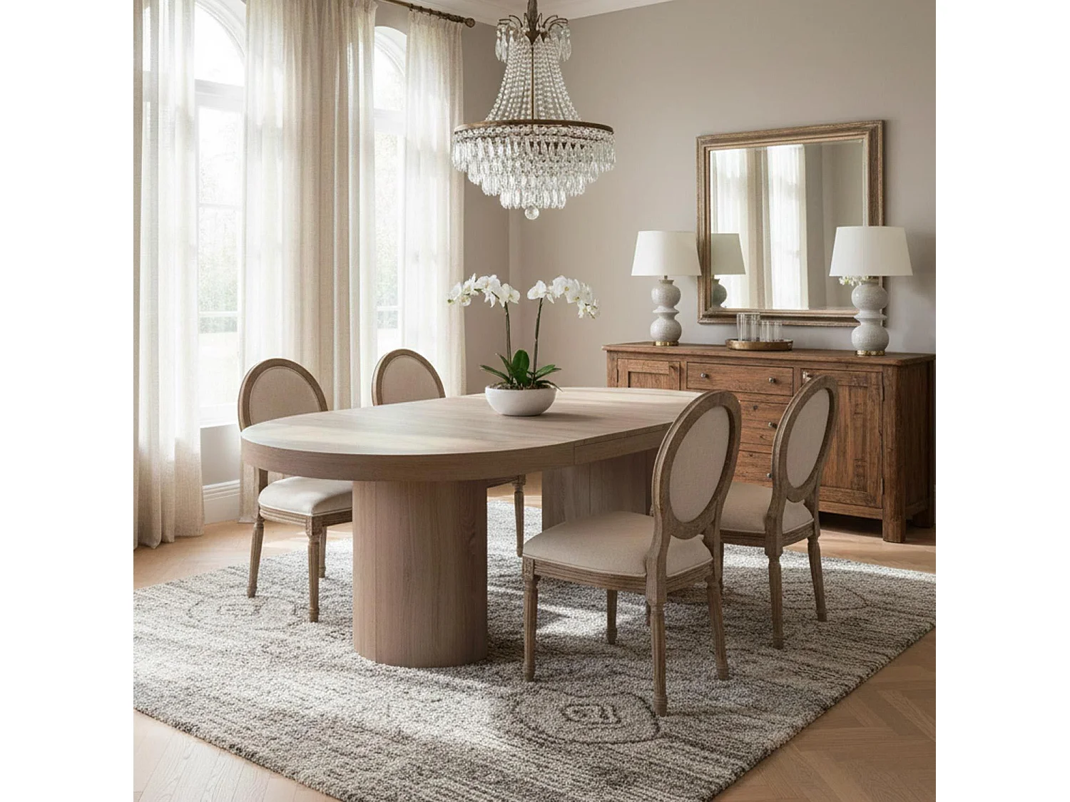 Table Repas Extensible "Simona" 110-260cm Chêne