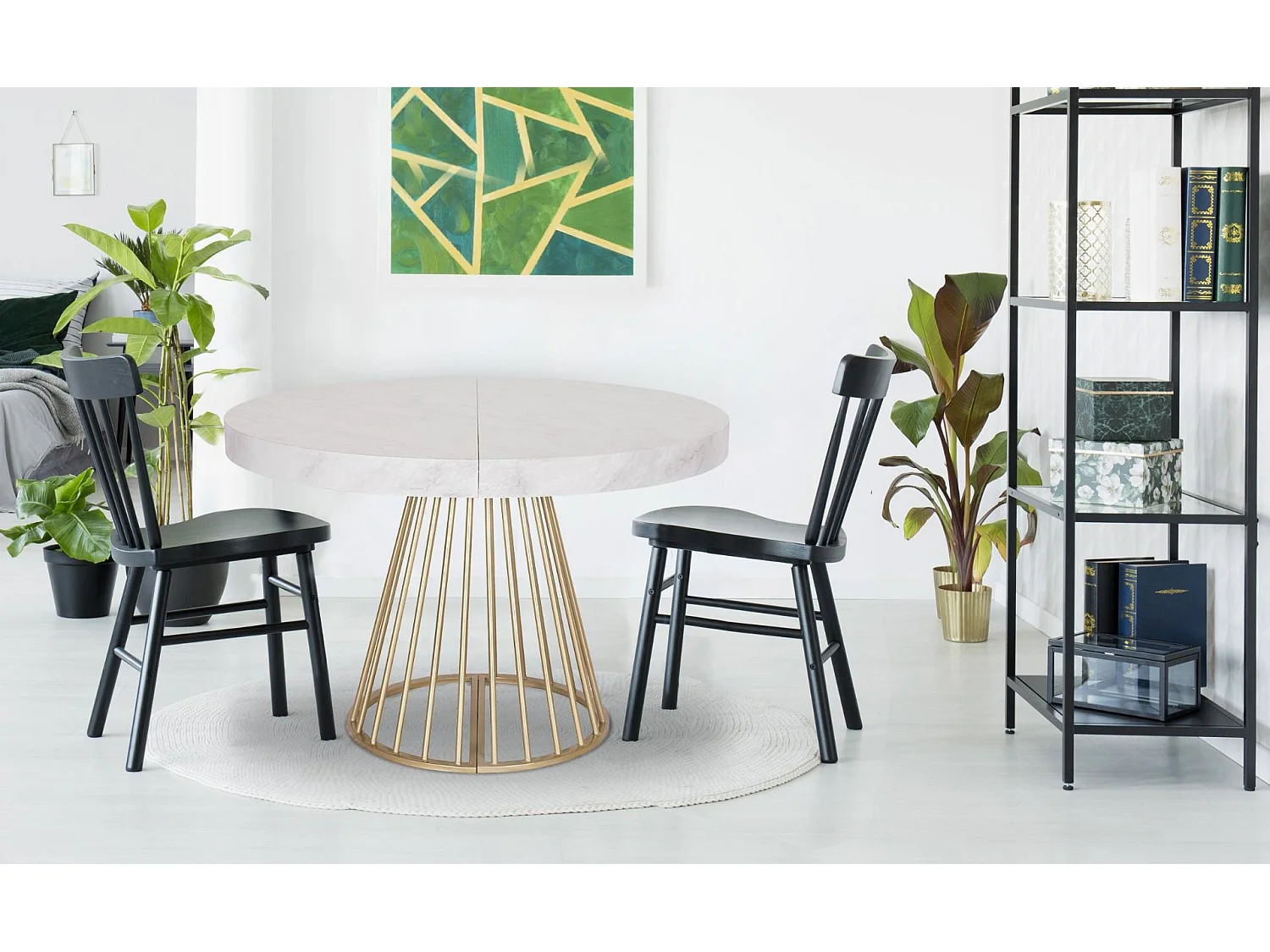 Table de Repas Extensible "Resoa" 110-260cm Effet Marbre