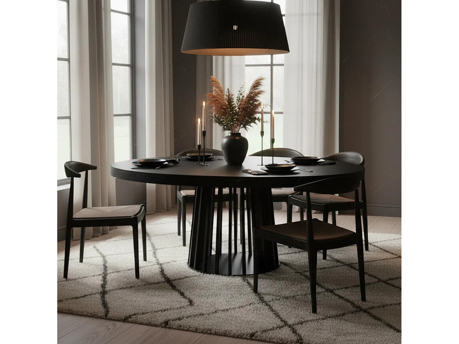 Table de Repas Extensible "Laize" 150-300cm Noir